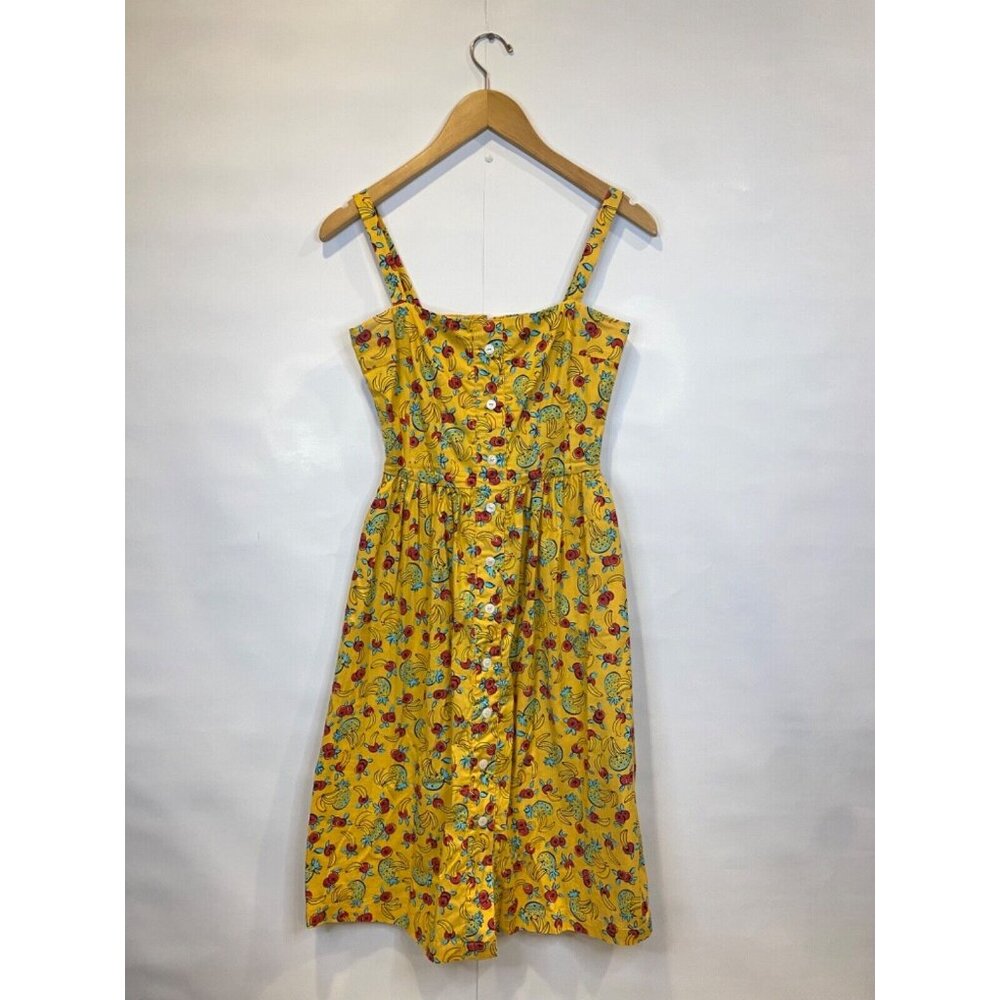 HVN Summer Floral Button-Front Yellow Sundress